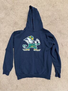 Navy Men's Hoodie with Fighting Leprechaun Graphic